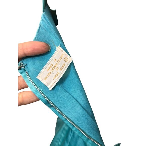 SOLD Vintage 1950s/60s Cyan Blue Maxi Wiggle Dress - Picture 11 of 11